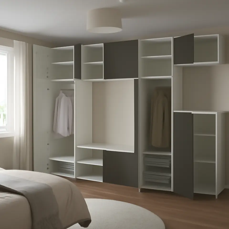 Møbelmontering PLATSA Garderobe med 10 døre, hvid/Skatval mørkegrå, 300x57x243 cm | Samling af Møbler i Rødovre & Kbh
