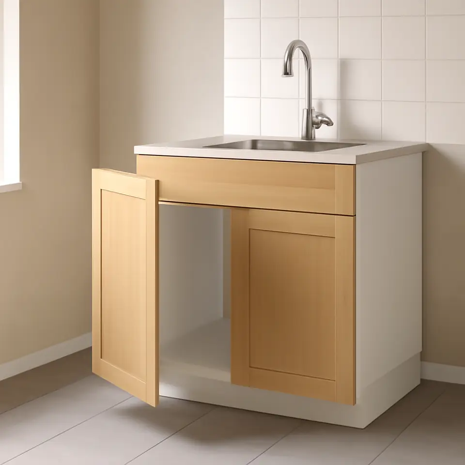 Møbelmontering METOD Underskab til vask 2 låger/front, hvid/Forsbacka eg, 80×60 cm | Samling af Møbler i Rødovre & Kbh