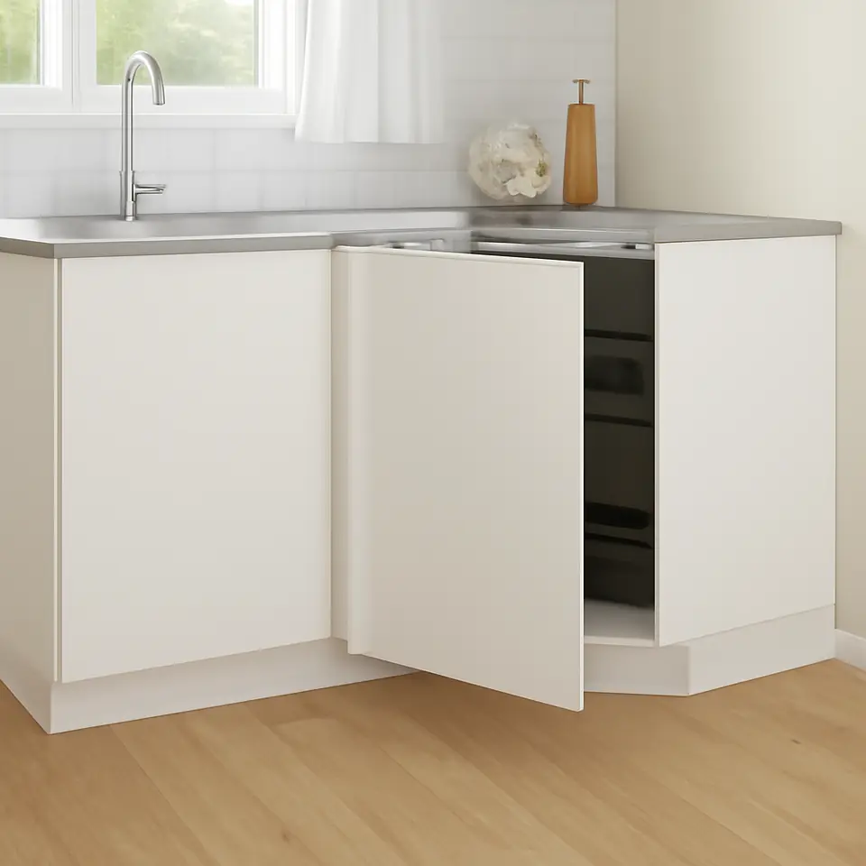 Møbelmontering METOD Hjørneunderskab med udtræksindretn, hvid/Vallstena hvid, 128×68 cm | Billig & Hurtig i København