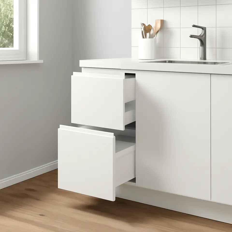 Møbelmontering METOD / MAXIMERA Usk 2 fronter/3 skuffer, hvid/Voxtorp mat hvid, 40×37 cm | Samling af Møbler i Rødovre & Kbh