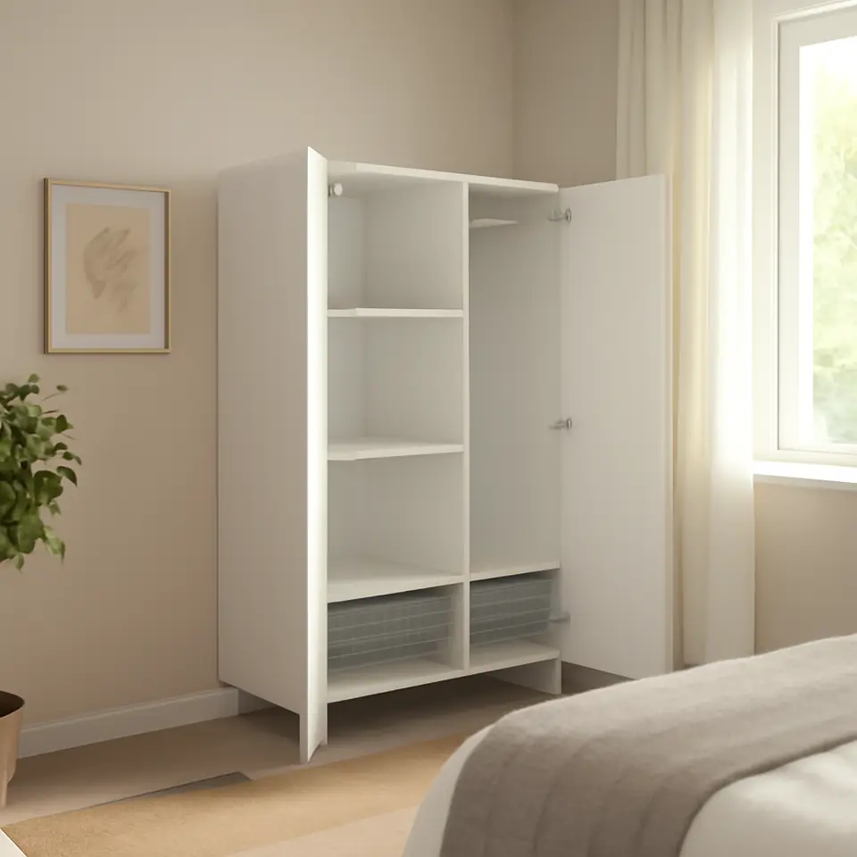 Møbelmontering PLATSA Garderobeskab med 2 døre, hvid/Fonnes hvid, 120x57x191 cm | Få et tilbud i dag