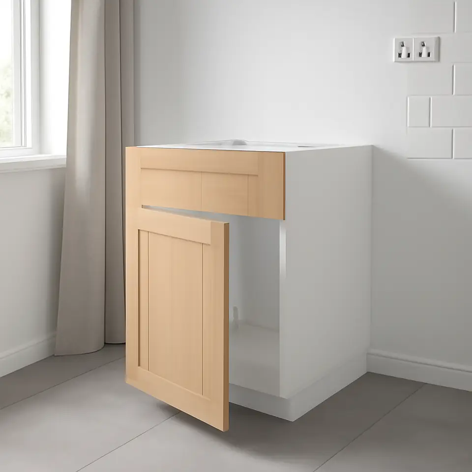 Møbelmontering METOD Underskab til vask m låge/front, hvid/Forsbacka eg, 60×60 cm | Professionel Møbelmontør