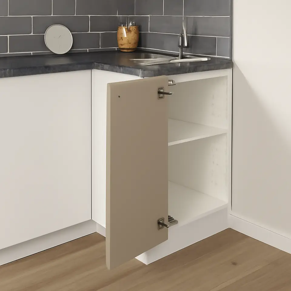 Møbelmontering METOD Hjørneunderskab med hylde, hvid/Havstorp beige, 88×88 cm | Professionel Møbelmontør