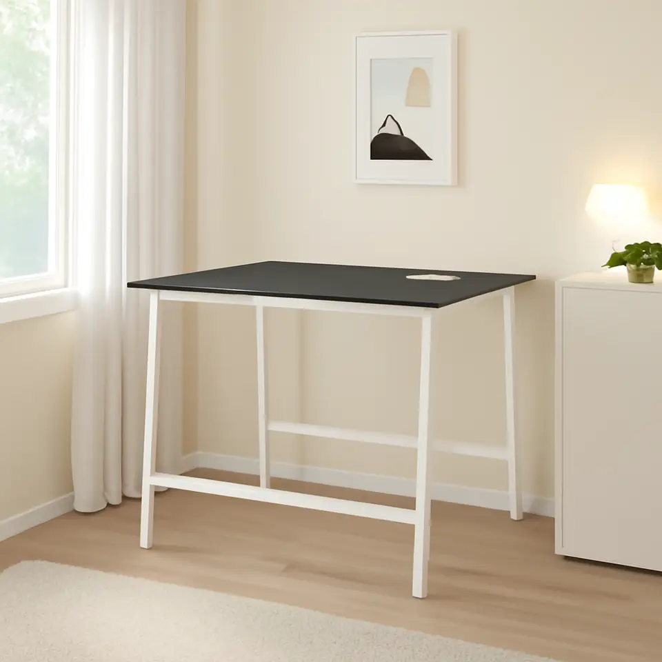 Møbelmontering MITTZON Konferencebord, asketræsfiner med sort bejdse/sort hvid, 140x108x105 cm | Professionel Møbelmontør