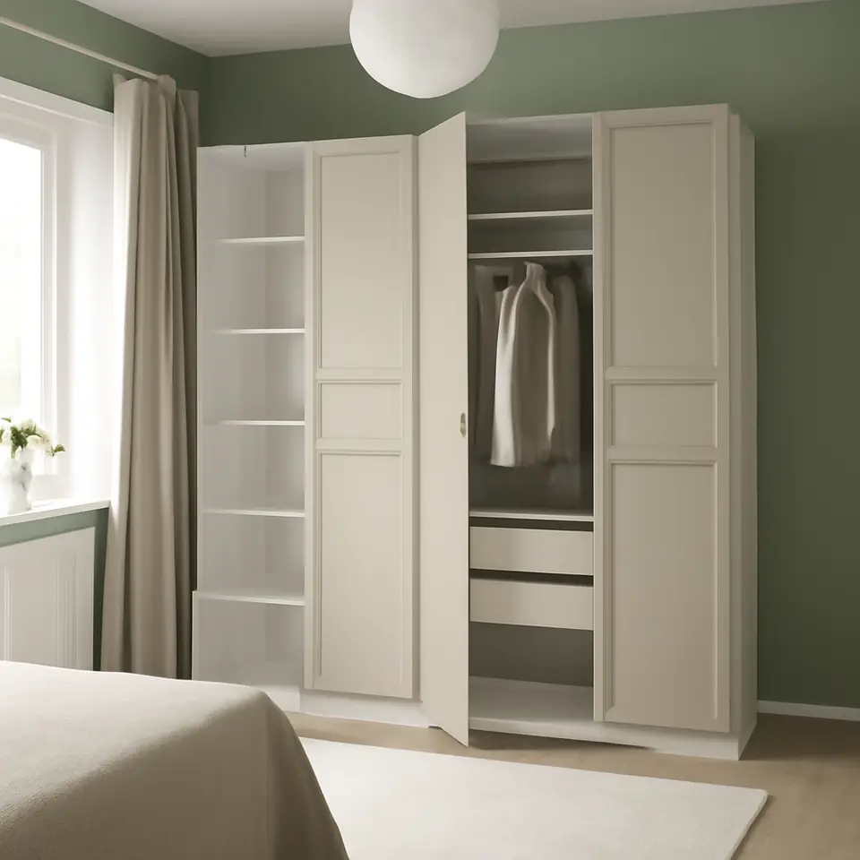 Møbelmontering PAX / FLISBERGET Garderobeskab, hvid/lys beige, 200x60x236 cm | Fast Pris i Storkøbenhavn