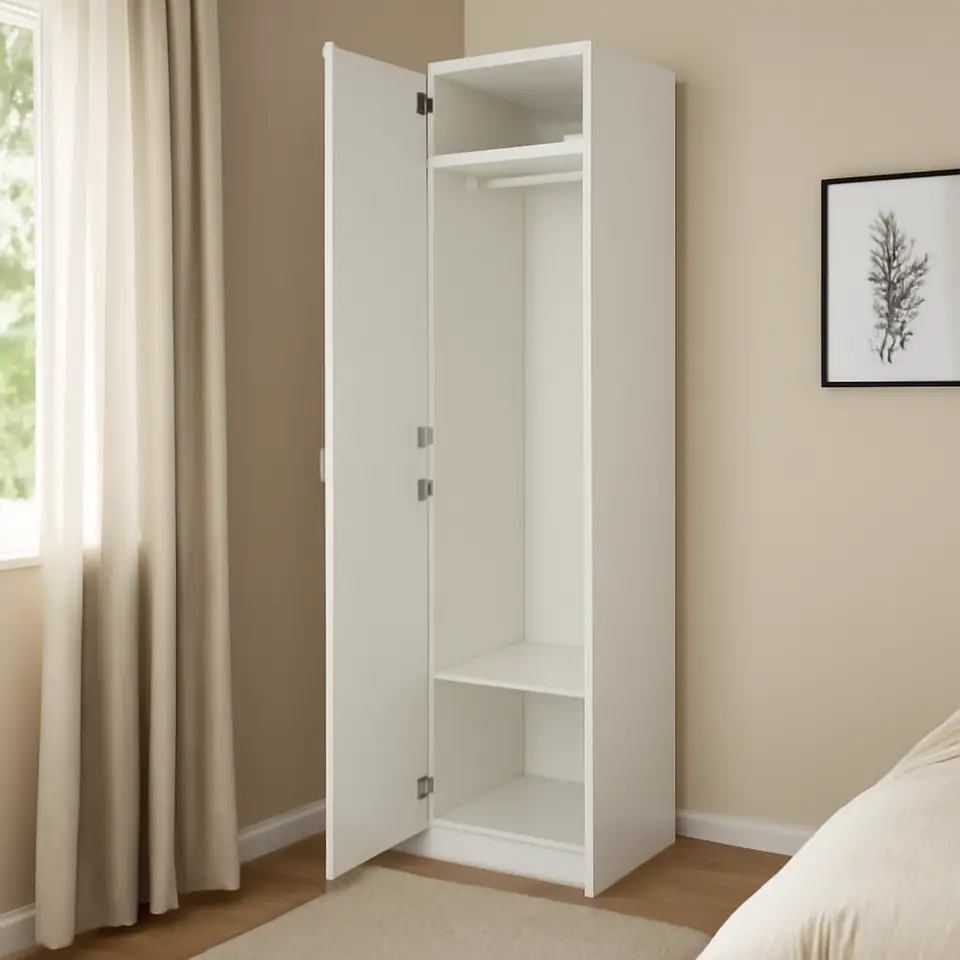 Møbelmontering PAX / ÅHEIM Garderobekombination, hvid/spejl, 50x60x236 cm | Professionel Møbelmontør