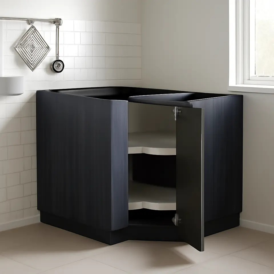 Møbelmontering METOD Hjørneunderskab med karrusel, sort/Nickebo mat antracit, 88×88 cm | Fast Pris i Storkøbenhavn
