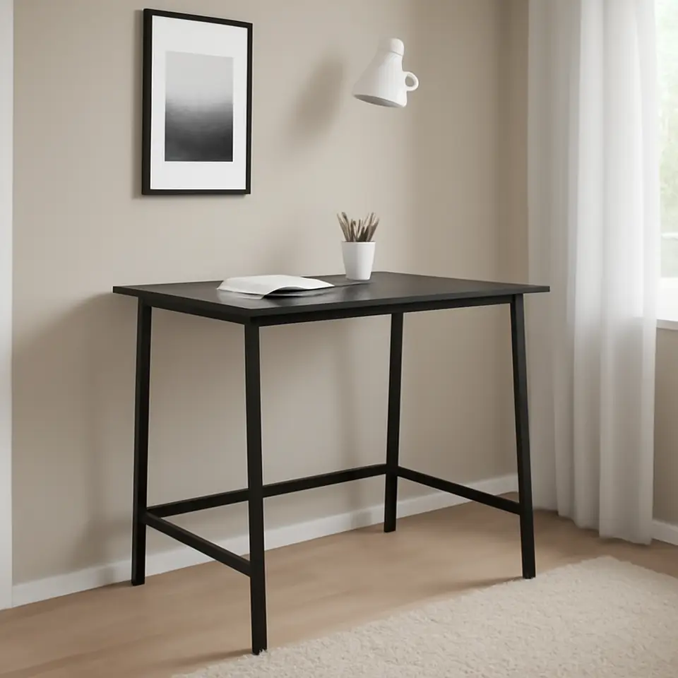 Møbelmontering MITTZON Konferencebord, asketræsfiner med sort bejdse/sort, 140x108x105 cm | Billig & Hurtig i København