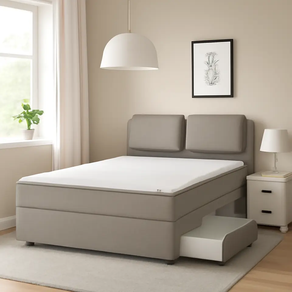 Møbelmontering LILLFJÄLLET Kontinentalseng med opbevaring, Valevåg medium/Nisseholm Tibbleby beige, 160×200 cm | Fast Pris i Storkøbenhavn