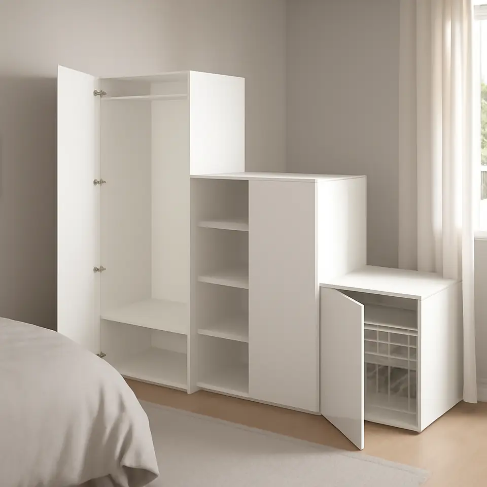 Møbelmontering PLATSA Garderobe m 4 døre, hvid/Fonnes hvid, 200x57x181 cm | Professionel Møbelmontør