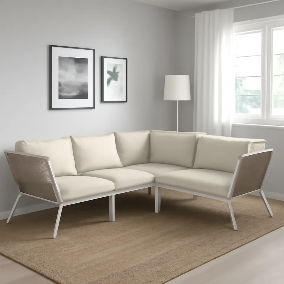 Møbelmontering SEGERÖN Hjørnesofa, 3-pers., udendørs hvid/beige/Frösön/Duvholmen beige | Professionel Møbelmontør