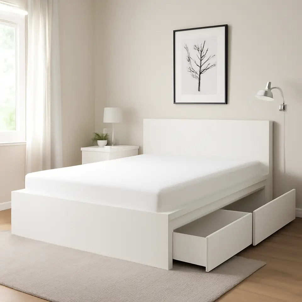 Møbelmontering MALM Sengestel, højt, 4 sengeskuffer, hvid, 140×200 cm | Fast Pris i Storkøbenhavn