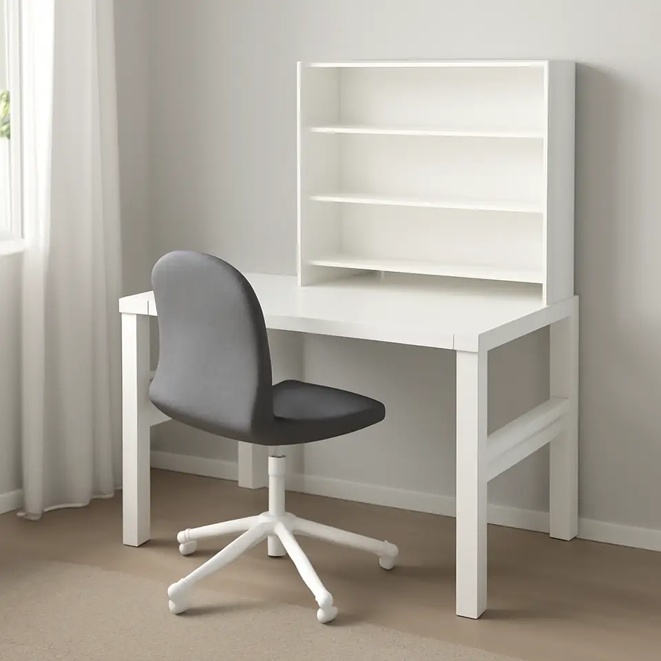 Møbelmontering PÅHL Skrivebord med hylde, hvid, 96×58 cm | Billig & Hurtig i København