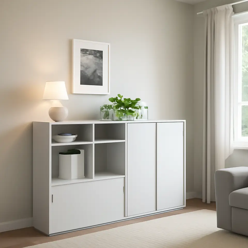 Møbelmontering SPIKSMED Skabskombination, lysegrå, 137x32x96 cm | Professionel Møbelmontør