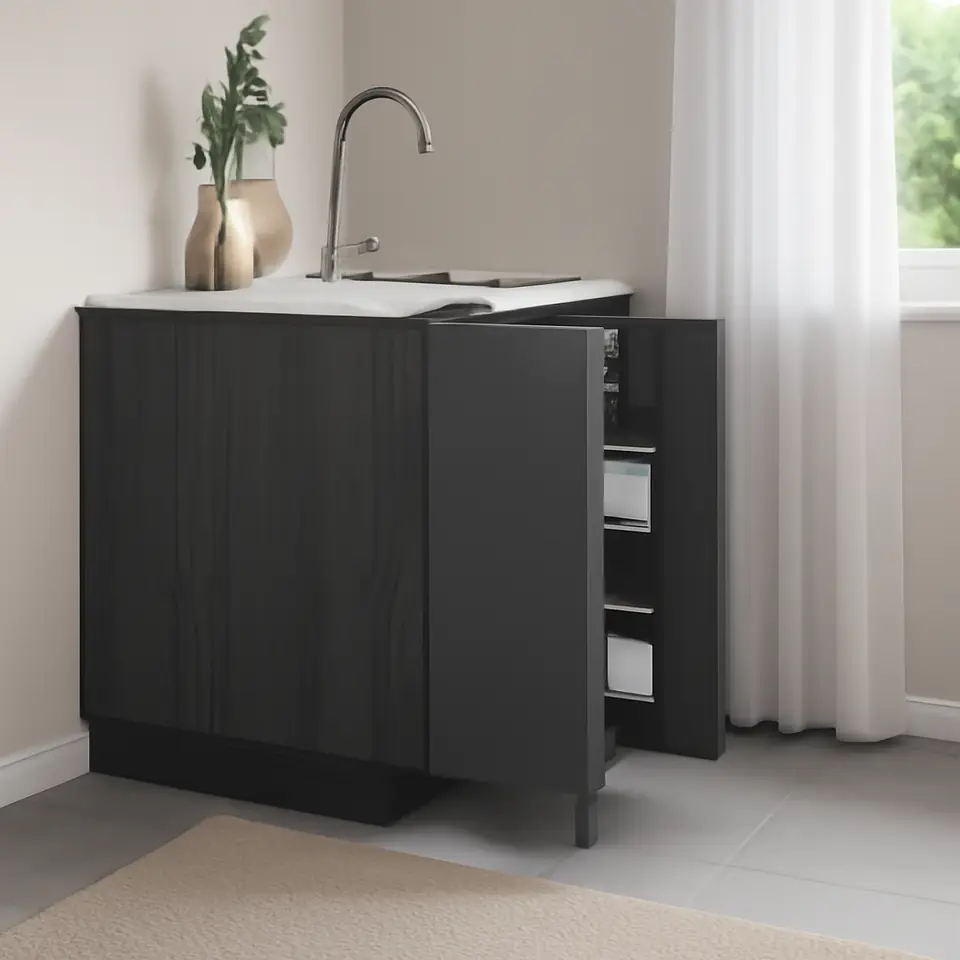 Møbelmontering METOD Hjørneunderskab med karrusel, sort/Voxtorp mørkegrå, 88×88 cm | Samling af Møbler i Rødovre & Kbh