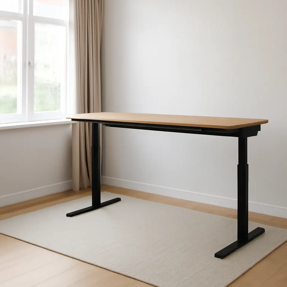 Møbelmontering MITTZON Skrivebord hæve/sænke, elektrisk egetræsfiner/sort, 160×60 cm | Billig & Hurtig i København