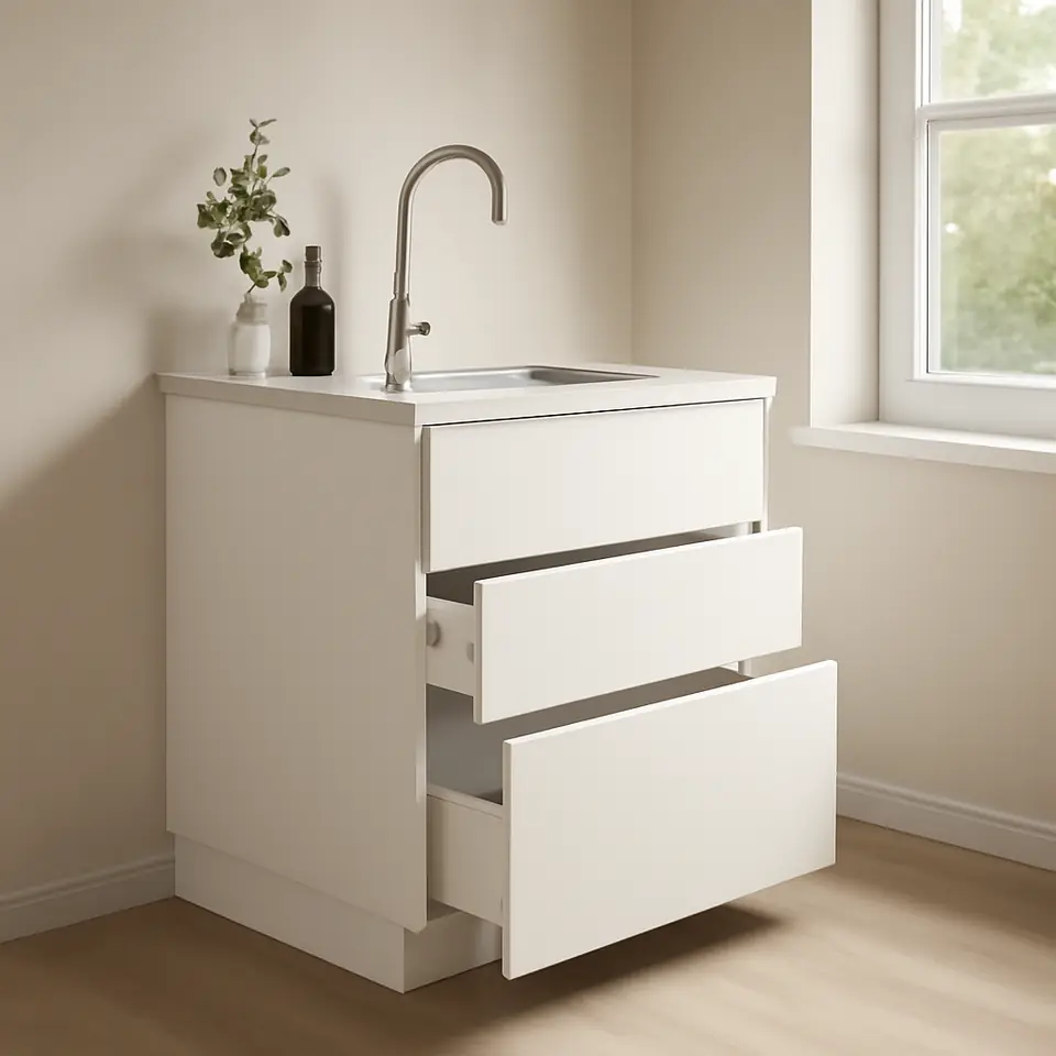 Møbelmontering METOD / MAXIMERA Underskab t vask+3 fronter/2 skuffe, hvid/Vallstena hvid, 60×60 cm | Få et tilbud i dag