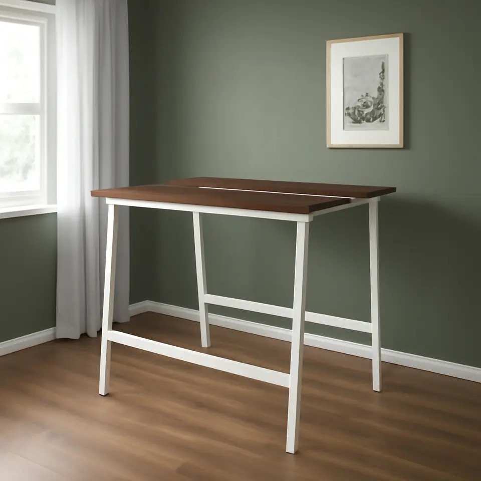 Møbelmontering MITTZON Konferencebord, valnøddetræsfiner/hvid, 140x108x105 cm | Billig & Hurtig i København