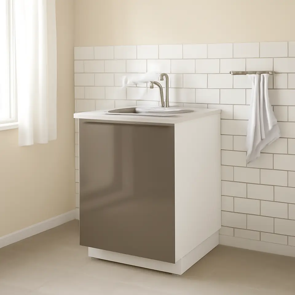 Møbelmontering METOD / MAXIMERA Underskab t TALLSJÖN vask, hvid/Voxtorp mørk gråbrun højglans, 60×60 cm | Samling af Møbler i Rødovre & Kbh