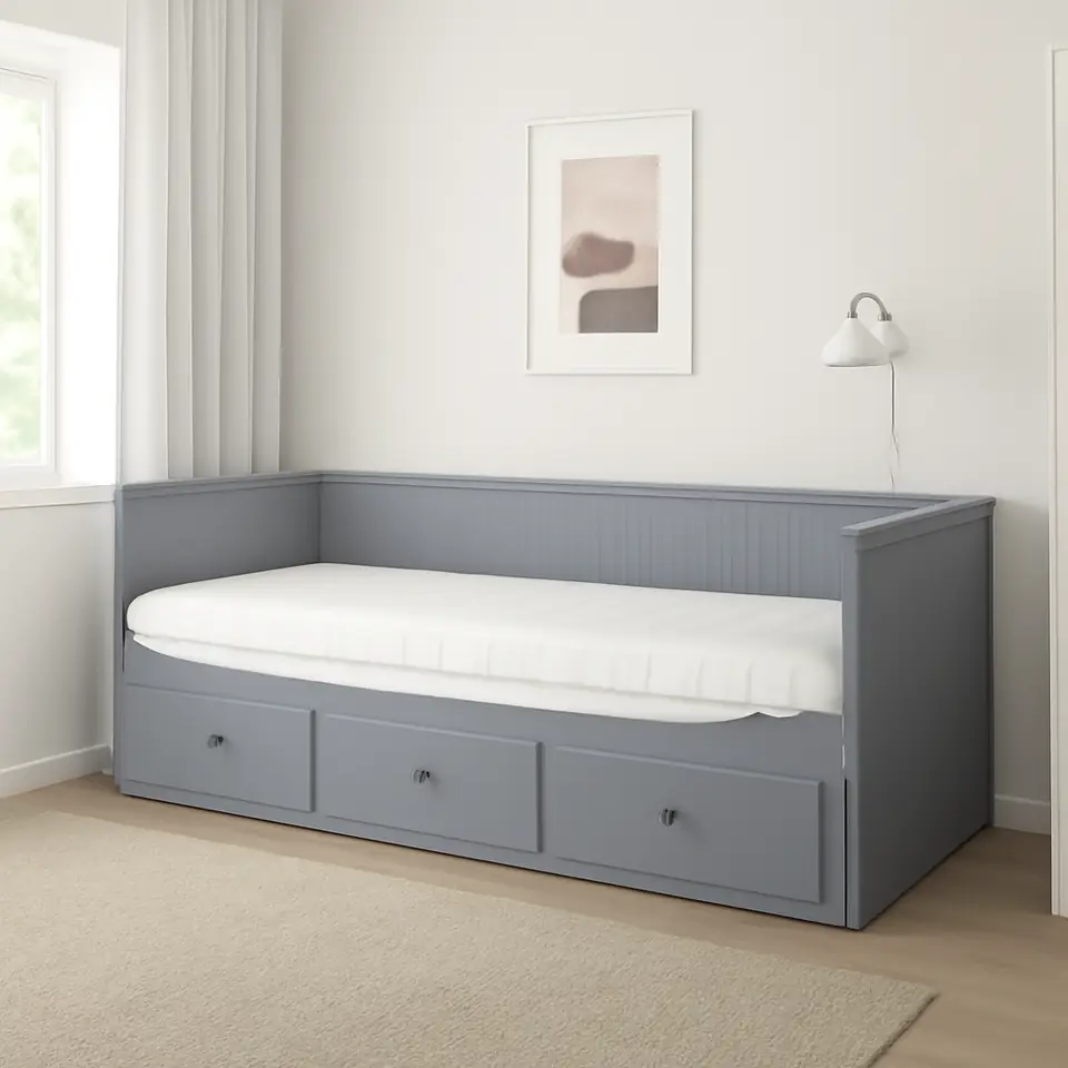 Møbelmontering HEMNES Sovesofa 3 skuffer/2 madrasser, grå/Åfjäll fast, 80×200 cm | Billig & Hurtig i København