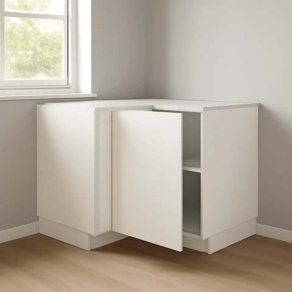 Møbelmontering METOD Hjørneunderskab med hylde, hvid/Vallstena hvid, 128×68 cm | Professionel Møbelmontør
