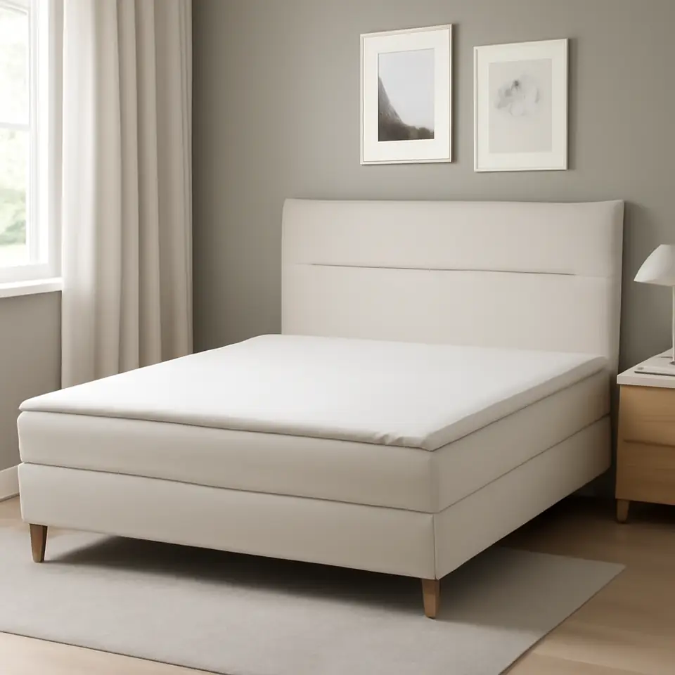 Møbelmontering HEMFJÄLLET Kontinentalseng, Vesteröy fast/Näsfjället Odensvi lys beige, 160×200 cm | Samling af Møbler i Rødovre & Kbh