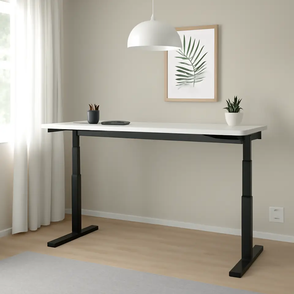 Møbelmontering MITTZON Skrivebord hæve/sænke, elektrisk hvid/sort, 160×60 cm | Billig & Hurtig i København