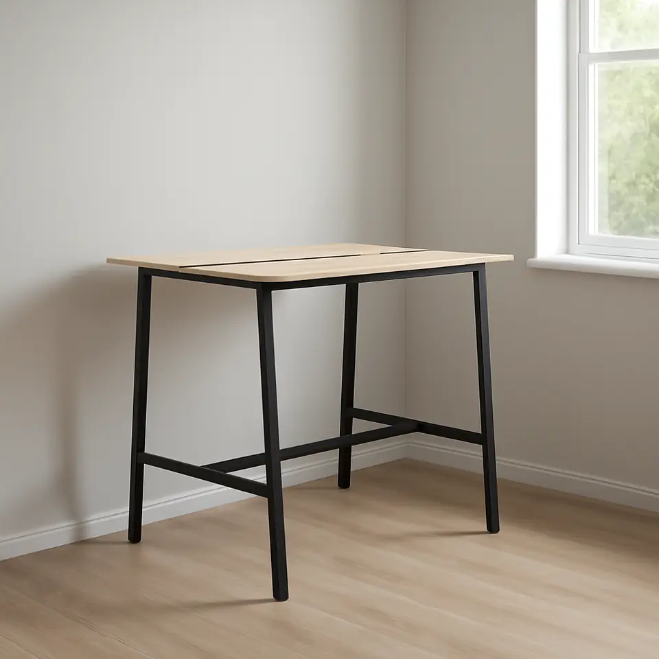 Møbelmontering MITTZON Konferencebord, birketræsfiner/sort, 140x108x105 cm | Professionel Møbelmontør