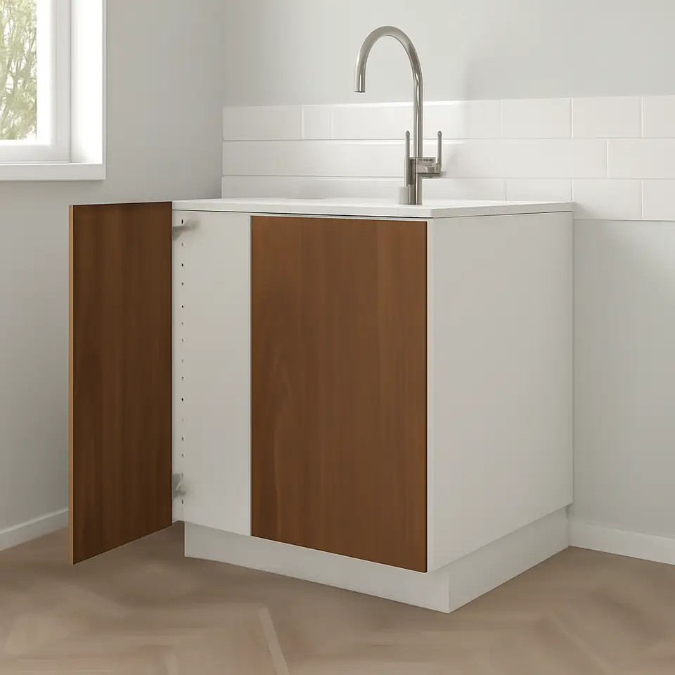 Møbelmontering METOD Underskab t TALLSJÖN vask, hvid/Tistorp brunt valnøddetræsmønster, 80×60 cm | Billig & Hurtig i København