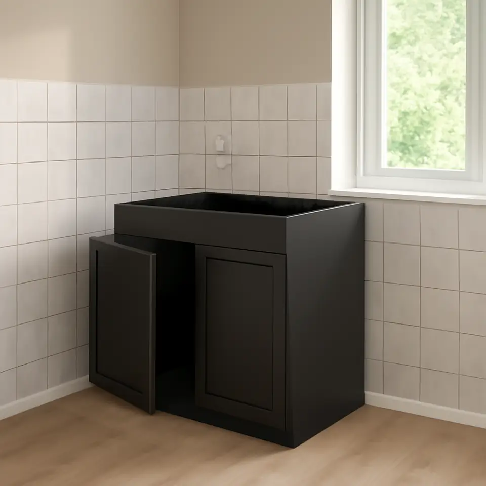 Møbelmontering METOD Underskab HAVSEN dobbeltvask, gråsort/Lerhyttan sort bejdse, 80×60 cm | Få et tilbud i dag