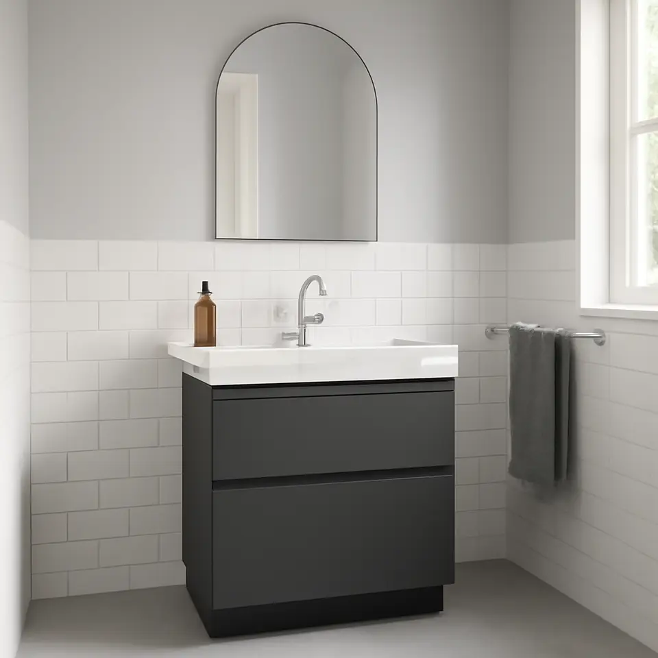 Møbelmontering METOD / MAXIMERA Usk HAVSEN vask/3 front/2 skuf, sort/Voxtorp mørkegrå, 80×60 cm | Samling af Møbler i Rødovre & Kbh