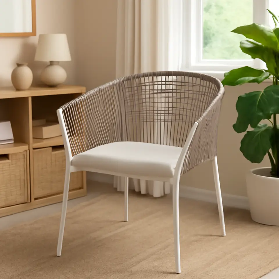 Møbelmontering SEGERÖN Stol med armlæn, ude, hvid/beige/Frösön/Duvholmen beige | Professionel Møbelmontør