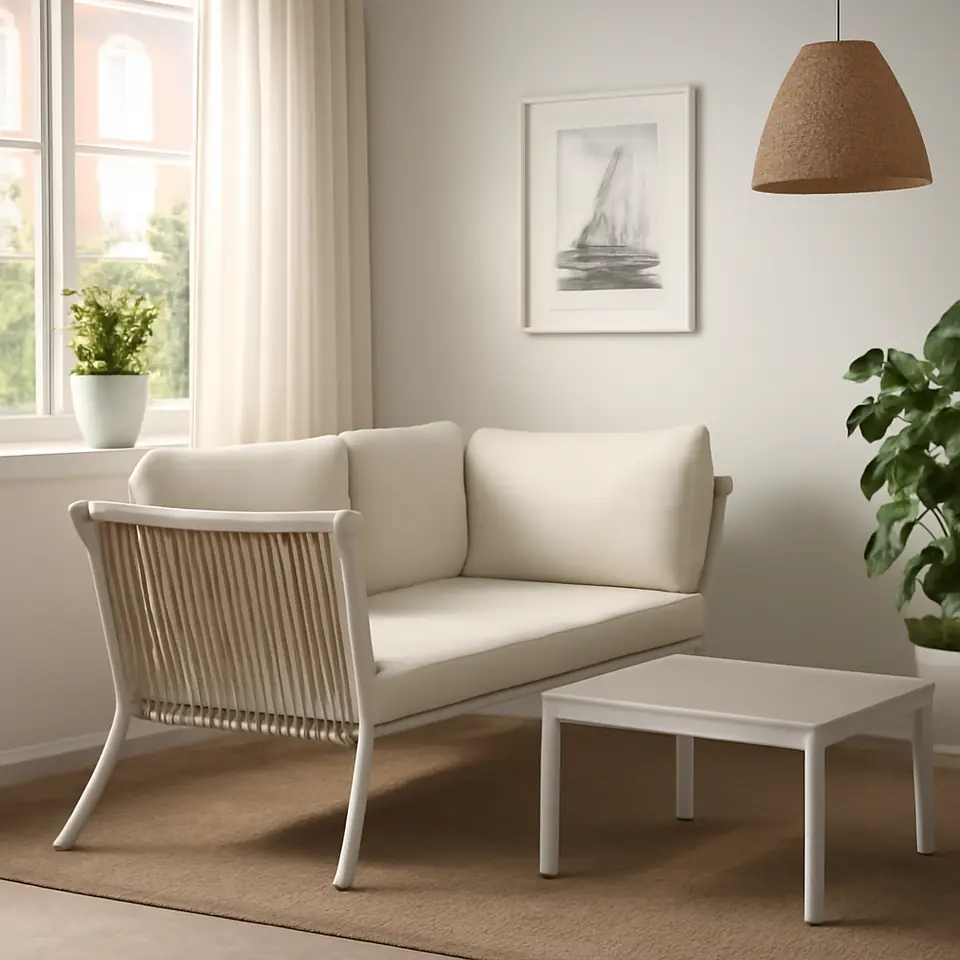 Møbelmontering SEGERÖN 2-pers. møbelgruppe, udendørs, hvid/beige/Frösön/Duvholmen beige | Fast Pris i Storkøbenhavn