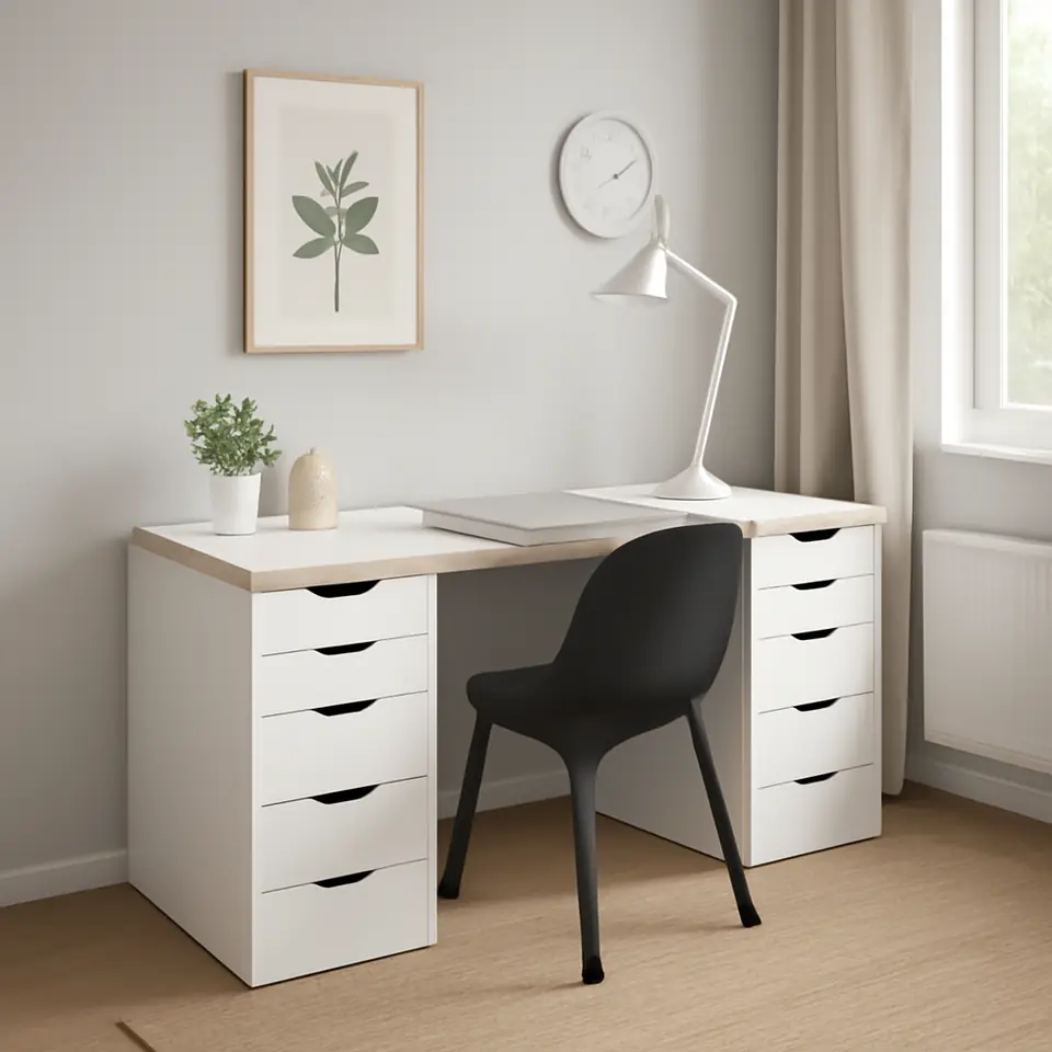 Møbelmontering LAGKAPTEN / ALEX Skrivebord, hvid antracit/hvid, 140×60 cm | Få et tilbud i dag