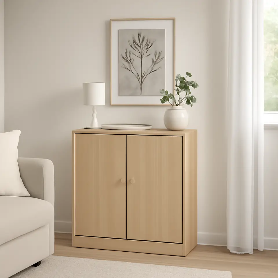 Møbelmontering TONSTAD Skab med låger, egetræsfiner, 82x47x90 cm | Professionel Møbelmontør