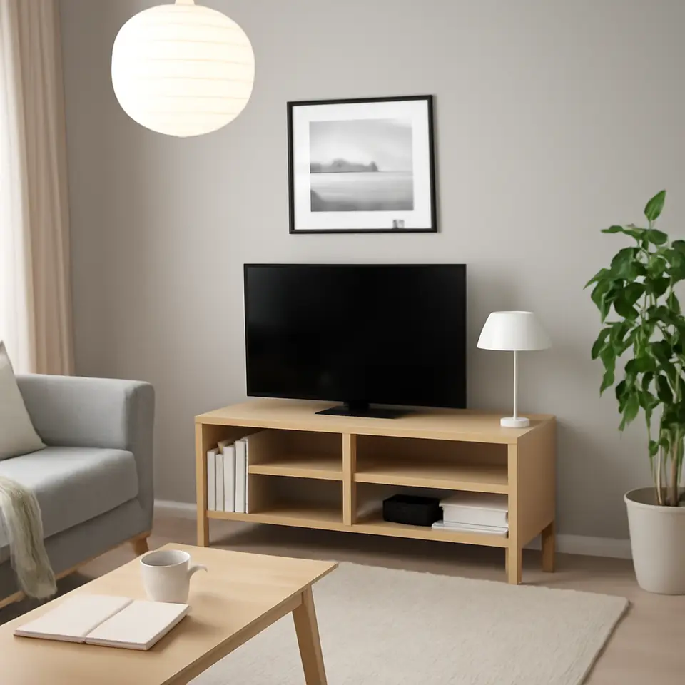 Møbelmontering BESTÅ Tv-bord, egetræsmønster med hvid bejdse, 120x40x48 cm | Få et tilbud i dag