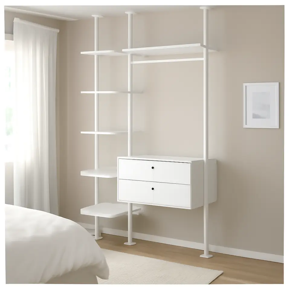 Møbelmontering ELVARLI Garderobekombination, hvid, 135x51x222-350 cm | Billig & Hurtig i København