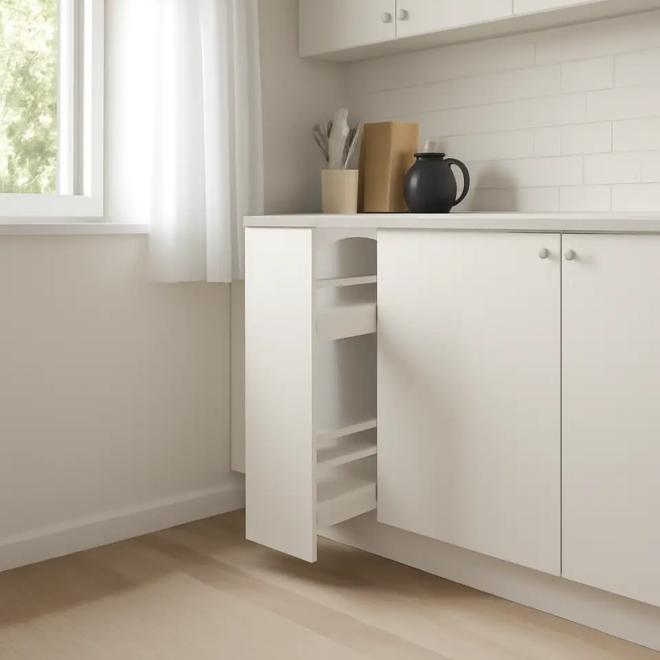 Møbelmontering METOD Underskab m udtræk indretning, hvid/Veddinge hvid, 20×60 cm | Professionel Møbelmontør