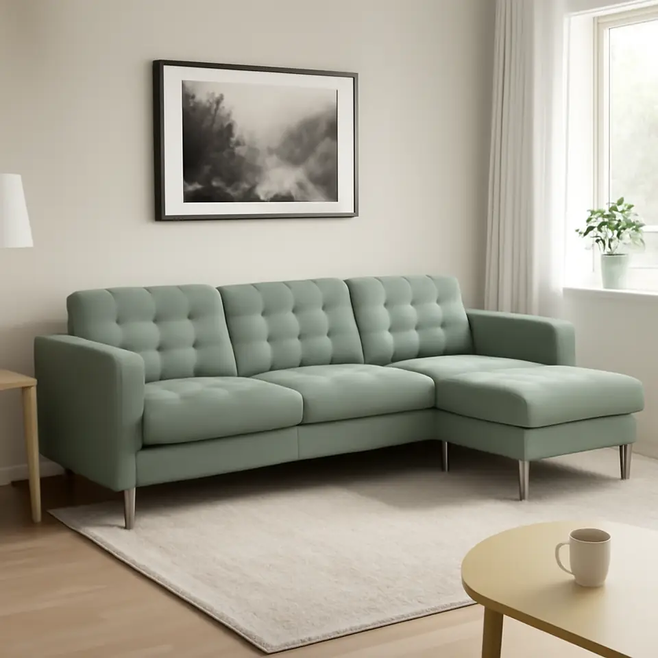 Møbelmontering LANDSKRONA 4-pers. sofa, med chaiselong/Gunnared lysegrøn/metal | Få et tilbud i dag