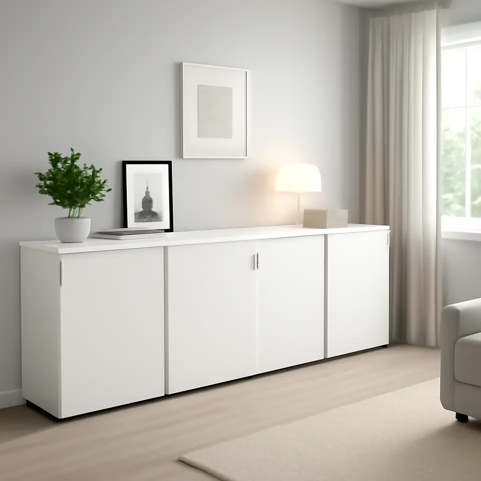 Møbelmontering GALANT Opbevaring med skydedøre, hvid, 320×120 cm | Fast Pris i Storkøbenhavn
