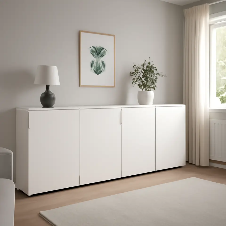 Møbelmontering GALANT Opbevaring med skydedøre, hvid, 320×120 cm | Få et tilbud i dag