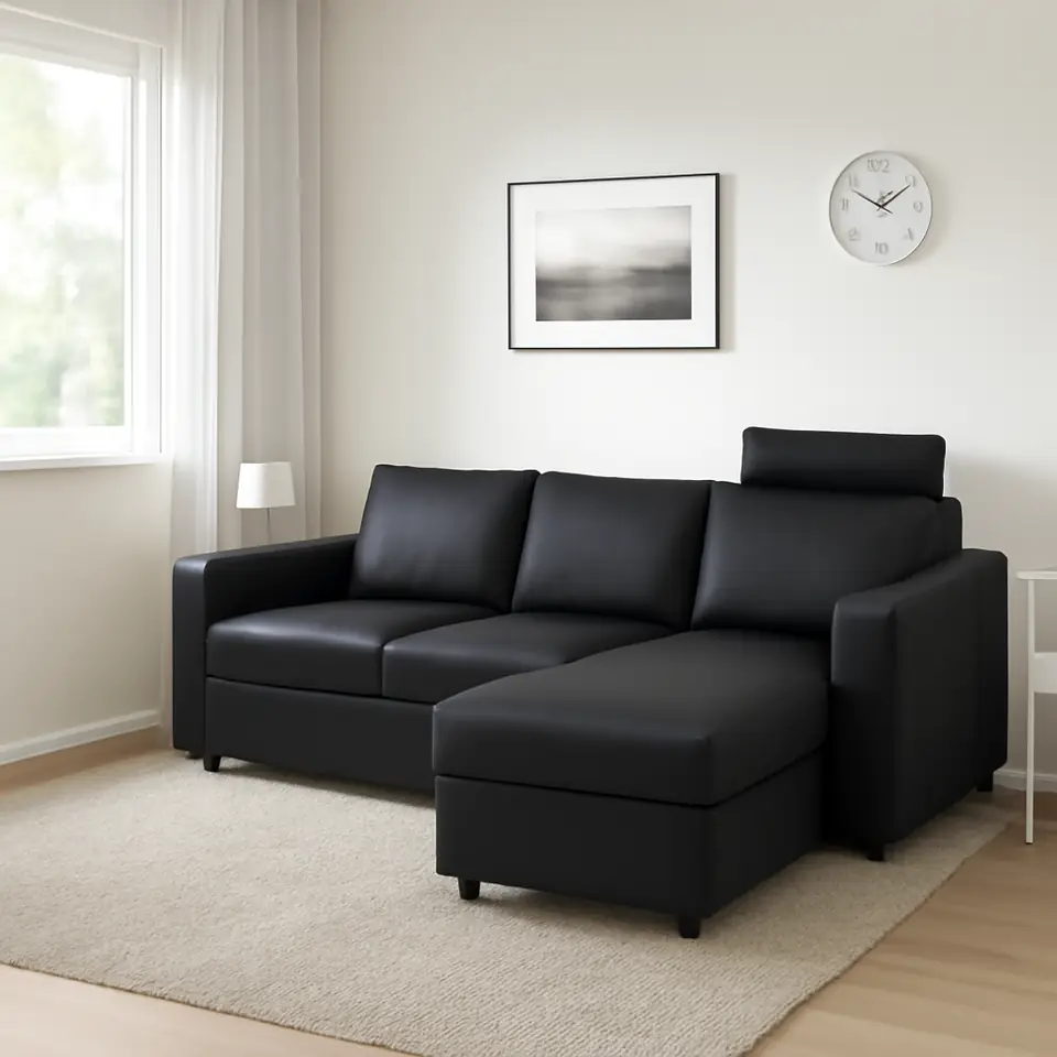 Møbelmontering VIMLE 3-pers. sofa, med chaiselong med nakkepude/Grann/Bomstad sort | Samling af Møbler i Rødovre & Kbh