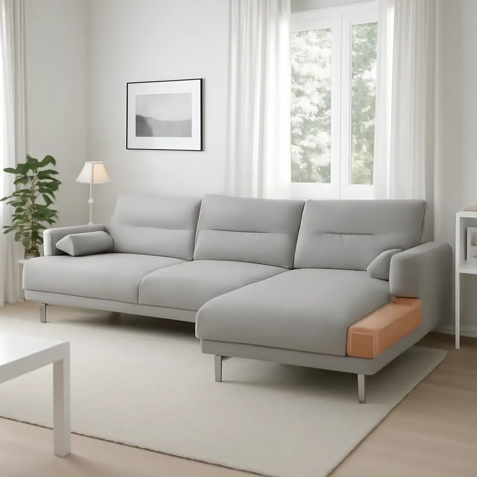 Møbelmontering LÅNGARYD 3-pers. sofa med chaiselong, højre, Lejde/lysegrå metal | Fast Pris i Storkøbenhavn