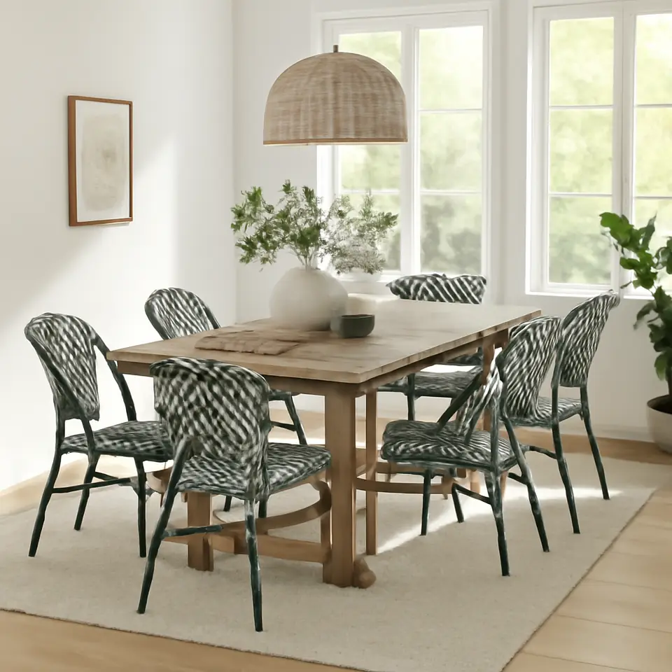 Møbelmontering NORRMANSÖ / VASSHOLMEN Bord og 6 stole, udendørs, akacie/sort hvid, 220×100 cm | Billig & Hurtig i København