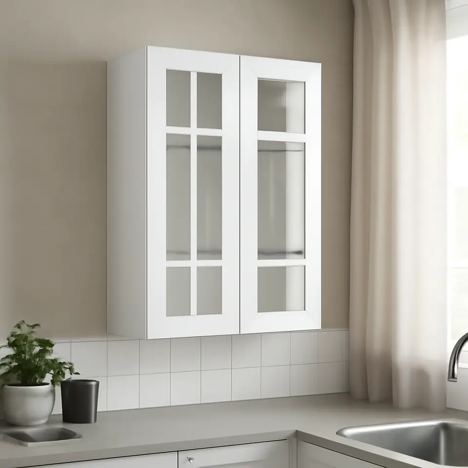 Møbelmontering METOD Vægskab med hylder/2 vitrinlåger, hvid/Stensund hvid, 60×80 cm | Billig & Hurtig i København