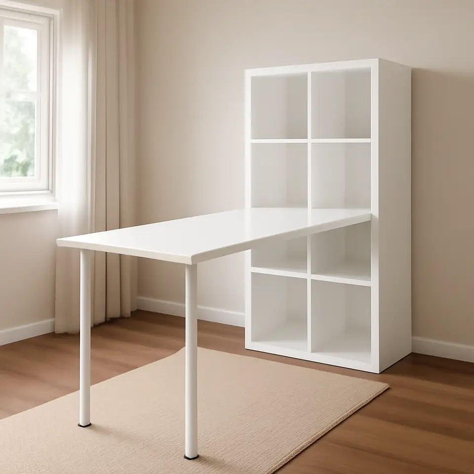 Møbelmontering KALLAX / LAGKAPTEN Bordkombination, hvid, 77x179x147 cm | Professionel Møbelmontør