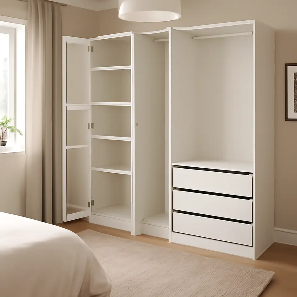 Møbelmontering PAX / TYSSEDAL Garderobeskab, hvid/hvidt glas, 175x60x201 cm | Professionel Møbelmontør