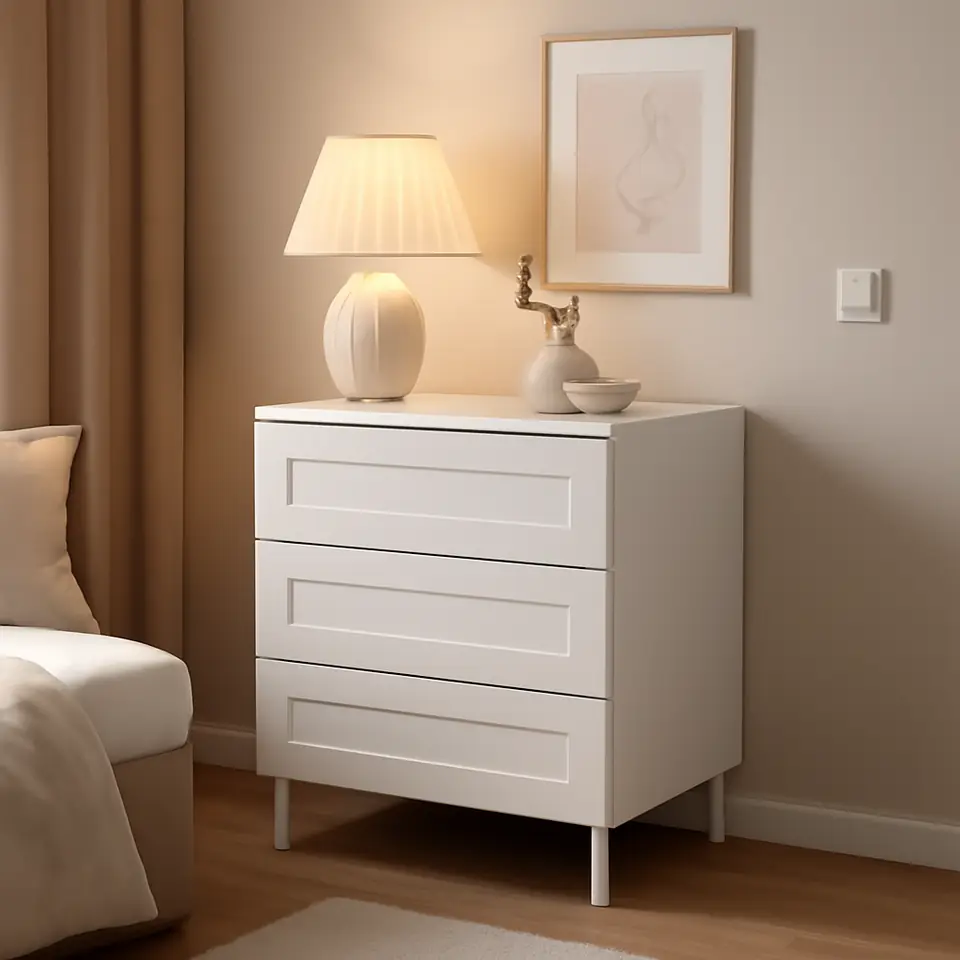 Møbelmontering PLATSA Kommode 3 skuffer, hvid/Sannidal hvid, 60x57x73 cm | Professionel Møbelmontør