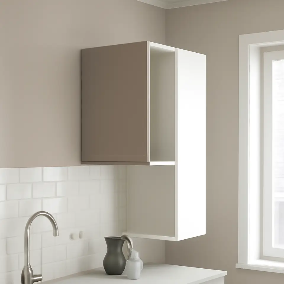 Møbelmontering METOD Vægskab til mikroovn, hvid/Upplöv mat, mørk beige, 60×100 cm | Få et tilbud i dag