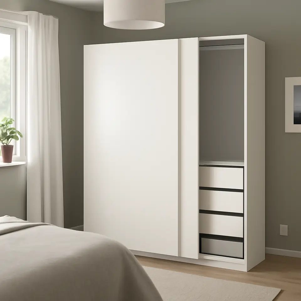 Møbelmontering PAX / HASVIK Garderobekombination, hvid/hvid, 150x66x201 cm | Fast Pris i Storkøbenhavn